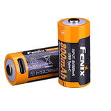 Fenix ARB-L16-800UP High Discharge 16340 800mAh 3.6V Lithium Ion (Li-ion) Button Top Battery with USB-C Charging Port - Retail Card