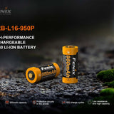Fenix ARB-L16-950P High Performance 16340 950mAh 3.6V Protected Lithium Ion (Li-ion) Button Top Battery