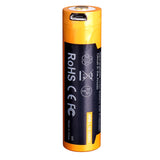 Fenix ARB-L18U 18650 2600mAh 3.6V Protected Lithium Ion (Li-ion) Button Top Battery with Micro USB Charging Port - Clam Shell