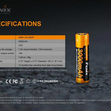 Fenix ARB-L18-3000P 18650 3000mAh 3.6V Protected Lithium Ion (Li-ion) Button Top Battery - Clam Shell