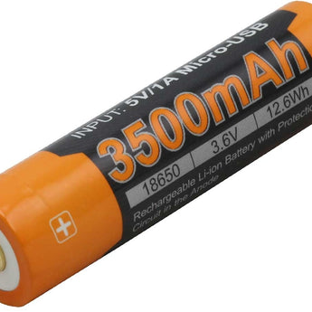 Fenix ARB-L18U 18650 3500mAh 3.6V Protected Lithium Ion (Li-ion) Button Top Battery with Micro USB Charging Port - Clam Shell