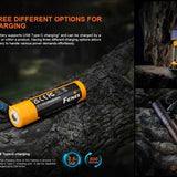 Fenix ARB-L18-4000U 18650 4000mAh 3.6V Protected Lithium Ion (Li-ion) Button Top Battery with Built-In USB-C Charging Port