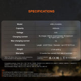 Fenix ARB-L18-4000U 18650 4000mAh 3.6V Protected Lithium Ion (Li-ion) Button Top Battery with Built-In USB-C Charging Port