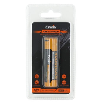 Fenix ARB-L18-4000U 18650 4000mAh 3.6V Protected Lithium Ion (Li-ion) Button Top Battery with Built-In USB-C Charging Port