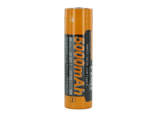 Fenix 21700 5000mAh 3.6V Protected Lithium Ion (Li-ion) Button Top Battery with Built-In USB-C Charging Port