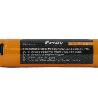 Fenix 21700 5000mAh 3.6V Protected Lithium Ion (Li-ion) Button Top Battery with Built-In USB-C Charging Port