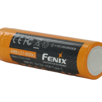 Fenix 21700 5000mAh 3.6V Protected Lithium Ion (Li-ion) Button Top Battery with Built-In USB-C Charging Port