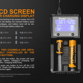 Fenix ARE-A2 Dual Channel Smart Charger for Li-ion, NiMH, and NiCd Batteries