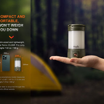Fenix CL26R Pro USB-C Rechargeable LED Lantern - 650 Lumens - Includes 1 x 21700 - Olive Drab, Grey Camo, or White Marble