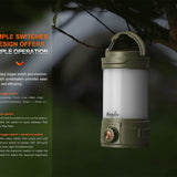 Fenix CL26R Pro USB-C Rechargeable LED Lantern - 650 Lumens - Includes 1 x 21700 - Olive Drab, Grey Camo, or White Marble