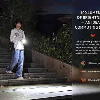 Fenix E-SPARK USB-C Rechargeable LED Flashlight and Power Bank - 100 Lumens - Uses Built-in 800mAh Li-ion Battery Pack