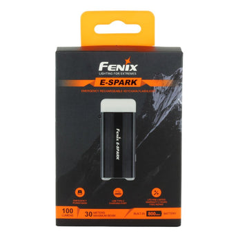 Fenix E-SPARK USB-C Rechargeable LED Flashlight and Power Bank - 100 Lumens - Uses Built-in 800mAh Li-ion Battery Pack