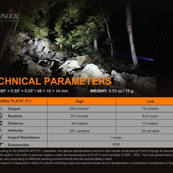 Fenix E02R Rechargeable KeyChain Flashlight - Luminus SST20 - 200 Lumens - Uses Built-In 120mAh Li-Poly Battery Pack - Available in Black, Blue or Brown