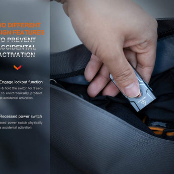 Fenix E03R-V2 USB-C Rechargeable LED Keychain Flashlight - 500 Lumens - Uses Built-in 400mAh Li-ion Battery Pack - Grey or Blue