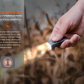 Fenix E03R-V2 USB-C Rechargeable LED Keychain Flashlight - 500 Lumens - Uses Built-in 400mAh Li-ion Battery Pack - Grey or Blue