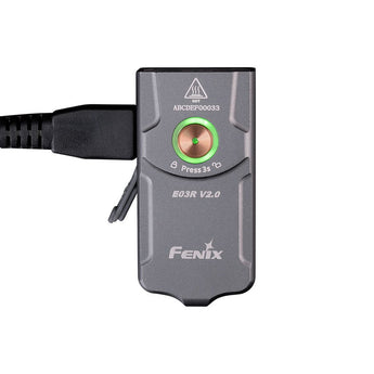 Fenix E03R-V2 USB-C Rechargeable LED Keychain Flashlight - 500 Lumens - Uses Built-in 400mAh Li-ion Battery Pack - Grey or Blue