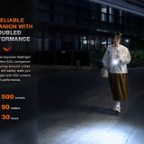 Fenix E03R-V2 USB-C Rechargeable LED Keychain Flashlight - 500 Lumens - Uses Built-in 400mAh Li-ion Battery Pack - Grey or Blue