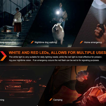 Fenix E03R-V2 USB-C Rechargeable LED Keychain Flashlight - 500 Lumens - Uses Built-in 400mAh Li-ion Battery Pack - Grey or Blue