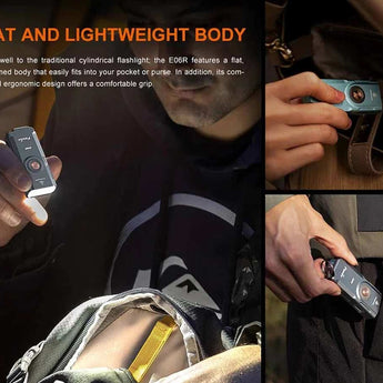 Fenix E06R USB-C Rechargeable LED Flashlight - 700 Lumens - 2 x Luminus SST12 - Uses Built-in 750mAh Li-ion Battery - Grey or Turquoise