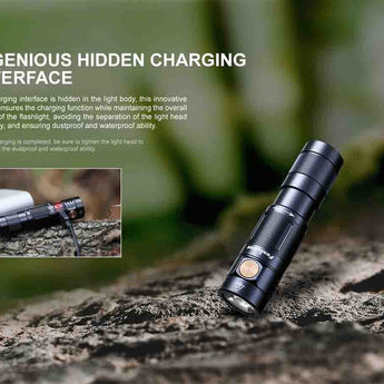 Fenix E09R USB-C Rechargeable LED Flashlight - Luminus SST20 - 600 Lumens - Includes Built-In 800mAh Li-Poly Battery Pack