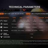 Fenix E18R-V2 USB-C Rechargeable EDC LED Flashlight - Luminus SST40 - 1200 Lumens - Includes 1 x 16340