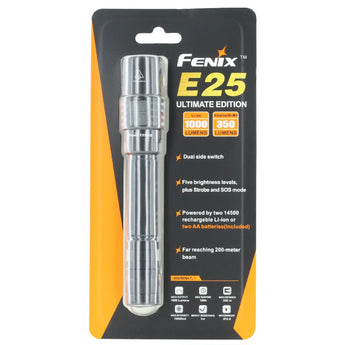 Fenix E25UE Ultimate Edition Everyday Carry Flashlight - CREE XP-L V5 LED - 1000 Lumens - Uses 2 x AAs (Included) or 2 x 14500s
