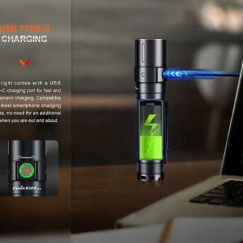Fenix E28R V2.0 USB-C Rechargeable LED Flashlight - 1700 Lumens - Includes 1 x 18650