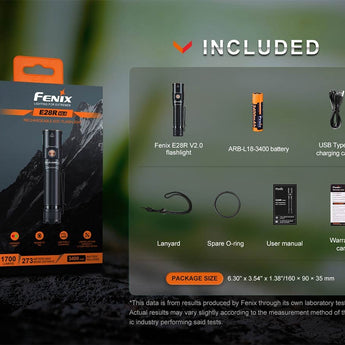 Fenix E28R V2.0 USB-C Rechargeable LED Flashlight - 1700 Lumens - Includes 1 x 18650