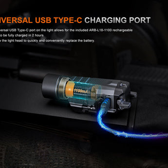 Fenix GL19R V2.0 USB-C Rechargeable LED Weapon Light - 1200 Lumens - Luminus SFT25R - Includes 1 x 18350