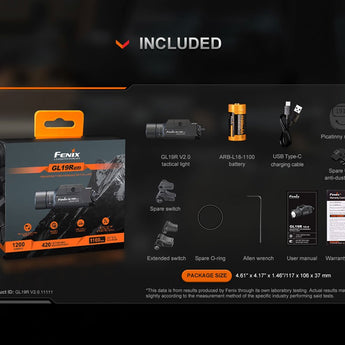 Fenix GL19R V2.0 USB-C Rechargeable LED Weapon Light - 1200 Lumens - Luminus SFT25R - Includes 1 x 18350