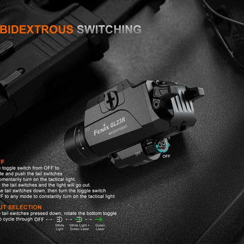 Fenix GL23R USB-C Rechargeable LED Weapon Light - 1200 Lumens - Luminus SFT40 - 520nm Green Laser - Includes 1 x 18350