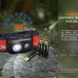 Fenix HL16 Lightweight LED Headlamp - 450 Lumens - Luminus SST20 - Includes 3 x AAA - Black, Pink, Green