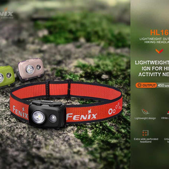 Fenix HL16 Lightweight LED Headlamp - 450 Lumens - Luminus SST20 - Includes 3 x AAA - Black, Pink, Green