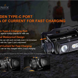 Fenix HM60R USB-C Rechargeable LED Headlamp - Luminus SST40 and CREE XP-G2 - 1200 Lumens - Inludes 1 x 18650