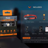 Fenix HM62-T Lightweight Trail Running LED Headlamp - 1200 Lumens - Luminus SST40 - Includes 1 x USB-C Rechargeable 18650 - Black or Magma