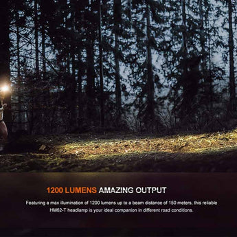 Fenix HM62-T Lightweight Trail Running LED Headlamp - 1200 Lumens - Luminus SST40 - Includes 1 x USB-C Rechargeable 18650 - Black or Magma