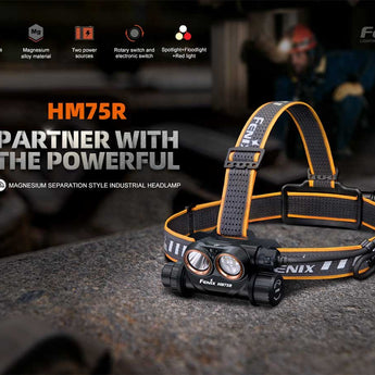 Fenix HM75R USB-C Rechargeable LED Industrial Headlamp - 1600 Lumens - Includes 1 x 21700 and 1 x 18650