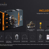 Fenix HP30R-V2 USB-C Rechargeable LED Headlamp - CREE XHP50 and XP-G3 S4 - 3000 Lumens - Includes 2 x 21700 - Black