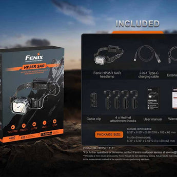 Fenix HP35R USB-C Rechargeable LED Headlamp - 4000 Lumens - Includes 10000mAh Li-ion Battery Pack or Rescue Edition