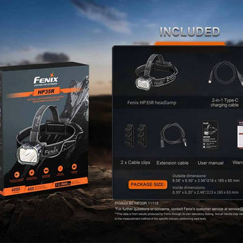 Fenix HP35R USB-C Rechargeable LED Headlamp - 4000 Lumens - Includes 10000mAh Li-ion Battery Pack or Rescue Edition