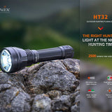 Fenix HT32 Outdoor Hunting LED Flashlight - 2500 Lumens - Luminous SFT70 - Includes 1 x USB-C Rechargeable 21700