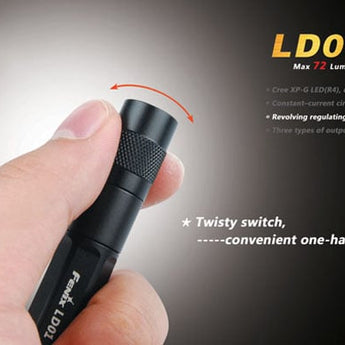 Fenix LD01 Neutral White LED Flashlight with 72 Lumen CREE XP-G R4 LED - Uses 1xAAA