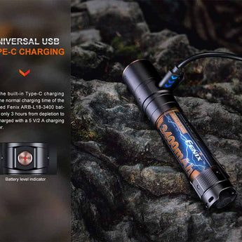 Fenix LD30R USB-C Rechargeable LED Flashlight - 1700 Lumens - Luminus SST40 - Includes 1 x 18650