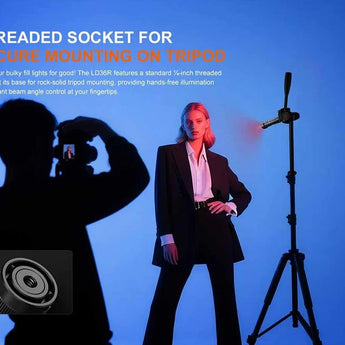 Fenix LD36R USB-C Rechargeable LED Flashlight - 3600 Lumens - 3 x Luminus SFT25R Gen2 - Includes 1 x 21700 - Black or Flame Camo