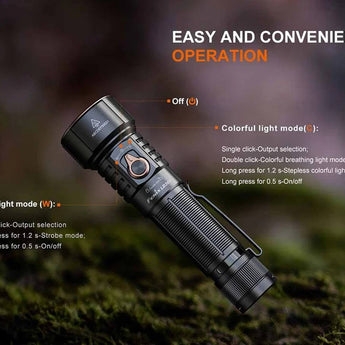Fenix LD36R USB-C Rechargeable LED Flashlight - 3600 Lumens - 3 x Luminus SFT25R Gen2 - Includes 1 x 21700 - Black or Flame Camo