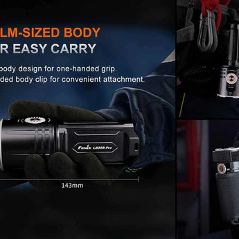 Fenix LR35R Pro USB-C Rechargeable LED Flashlight - 10000 Lumens - 4 x Luminus SFT 25 - Includes 2 x 21700