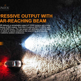 Fenix LR50R Multifunctional Super Bright LED Searchlight - 12000 Lumens - Luminus SST70 - Includes Li-ion Battery Pack