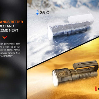 Fenix LR60R USB-A Rechargeable LED Searchlight - 21000 Lumens - 1 x Luminus SFT70, 12 x Luminus SST40 - Includes 1 x ARB-L56-4000 Li-ion Battery Pack