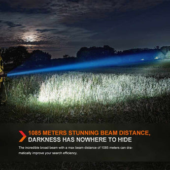 Fenix LR60R USB-A Rechargeable LED Searchlight - 21000 Lumens - 1 x Luminus SFT70, 12 x Luminus SST40 - Includes 1 x ARB-L56-4000 Li-ion Battery Pack