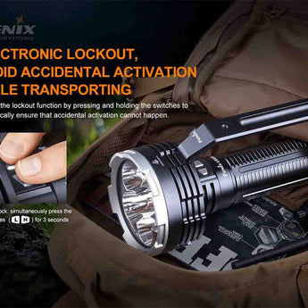 Fenix LR80R Darkness Destroyer USB-C Rechargeable LED Searchlight - 6 x Luminus SST70 - 18000 Lumens - Includes 7.2V 12000mAh Li-ion Battery Pack